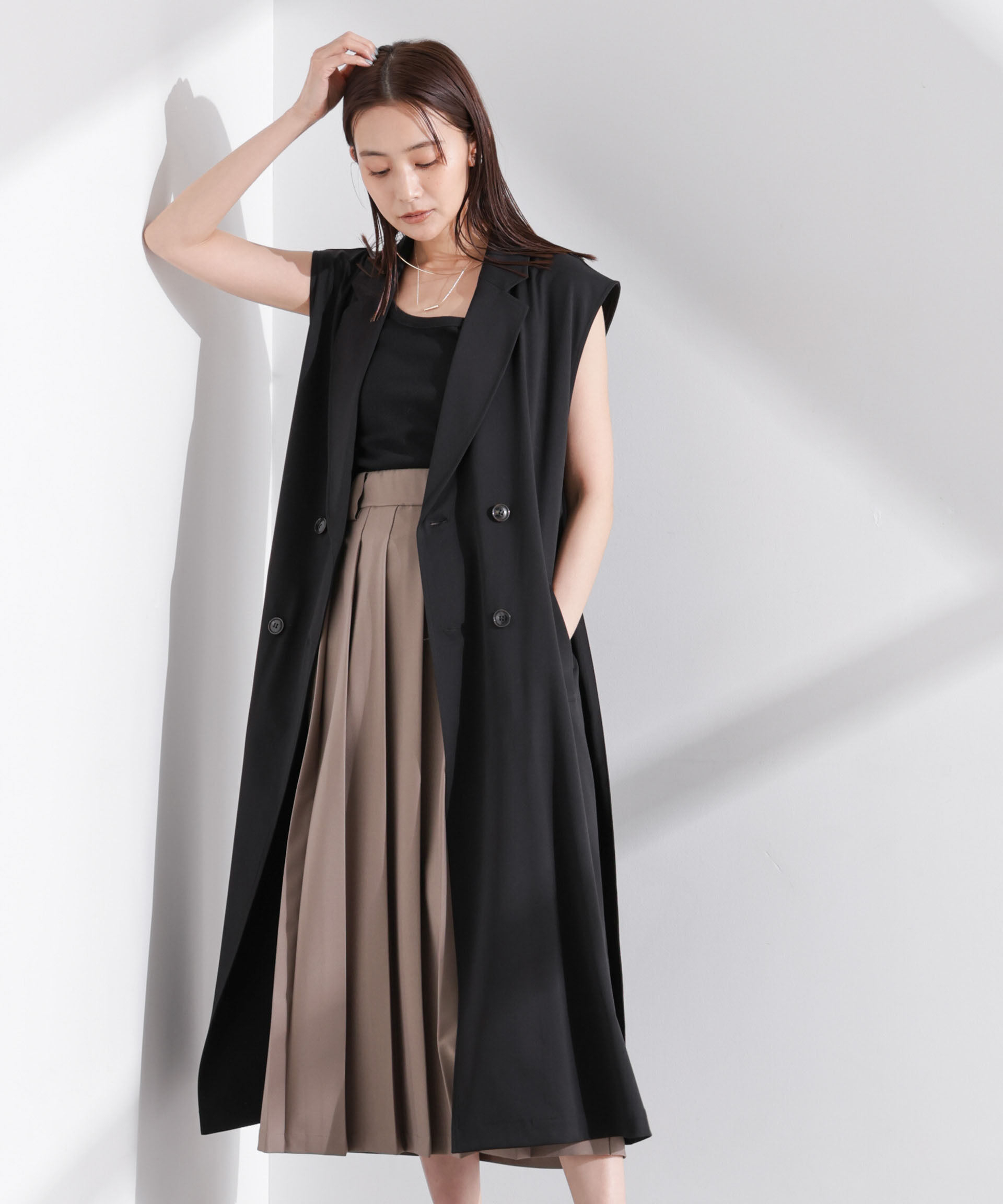 nano･universe「ダブルボタンロングジレ」|テーラードジャケット|