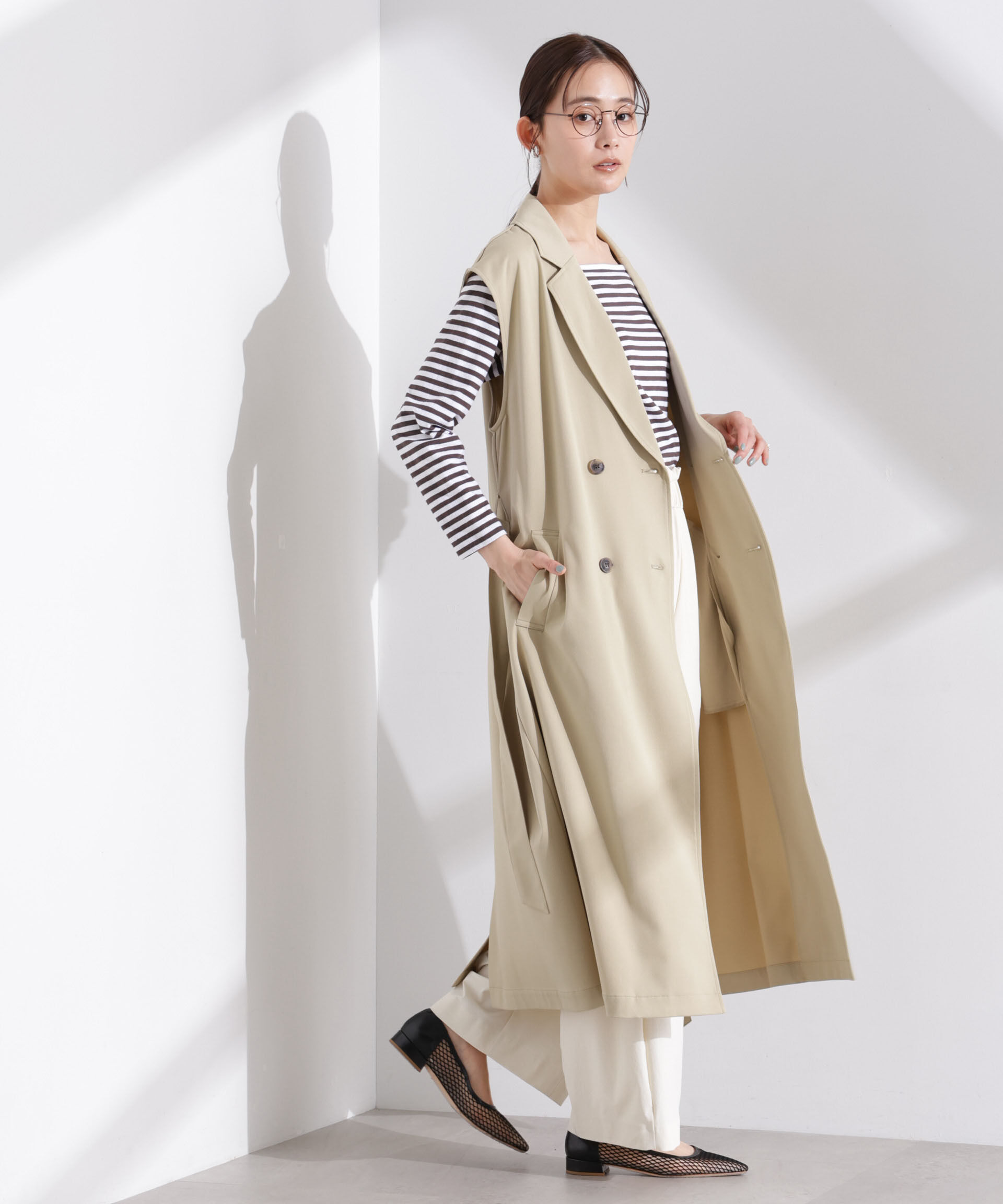 nano･universe「ダブルボタンロングジレ」|テーラードジャケット|