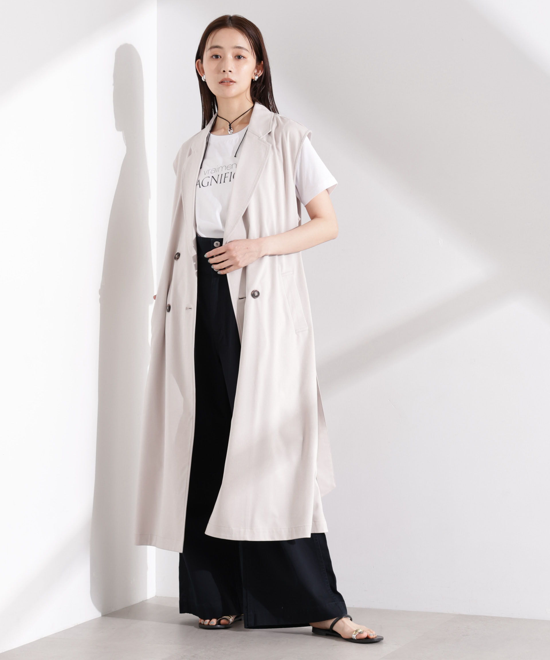 nano･universe「ダブルボタンロングジレ」|テーラードジャケット|