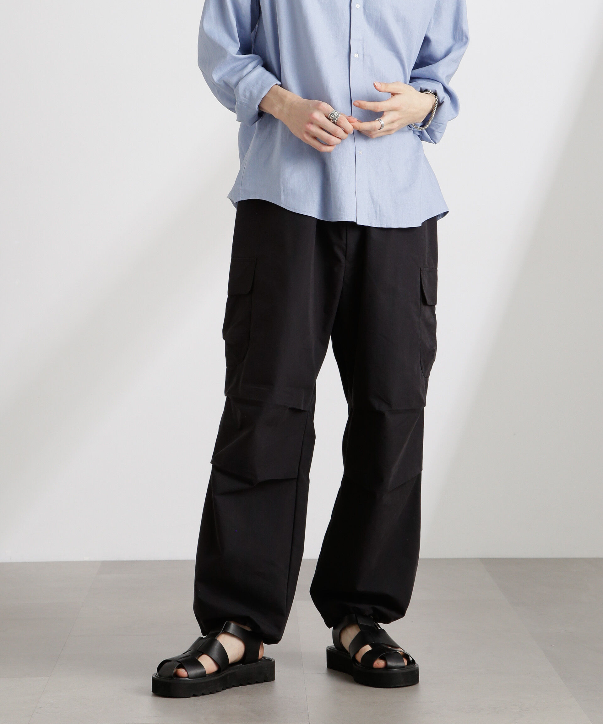 nano･universe「CNリラックスカーゴパンツ」|チノ|ブラック