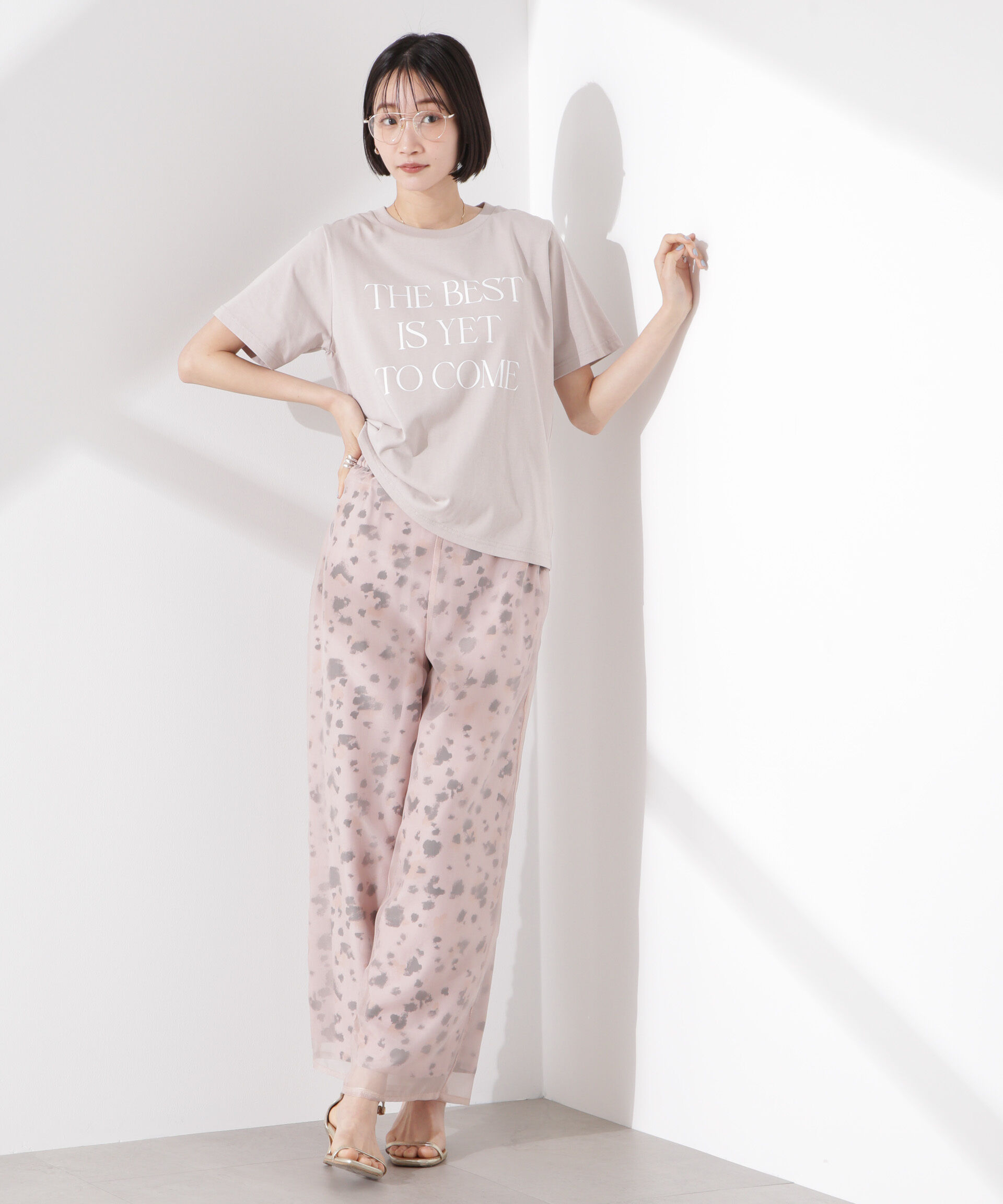 nano･universe「シアーオーガンジーコンビプリントパンツ」|チノ|