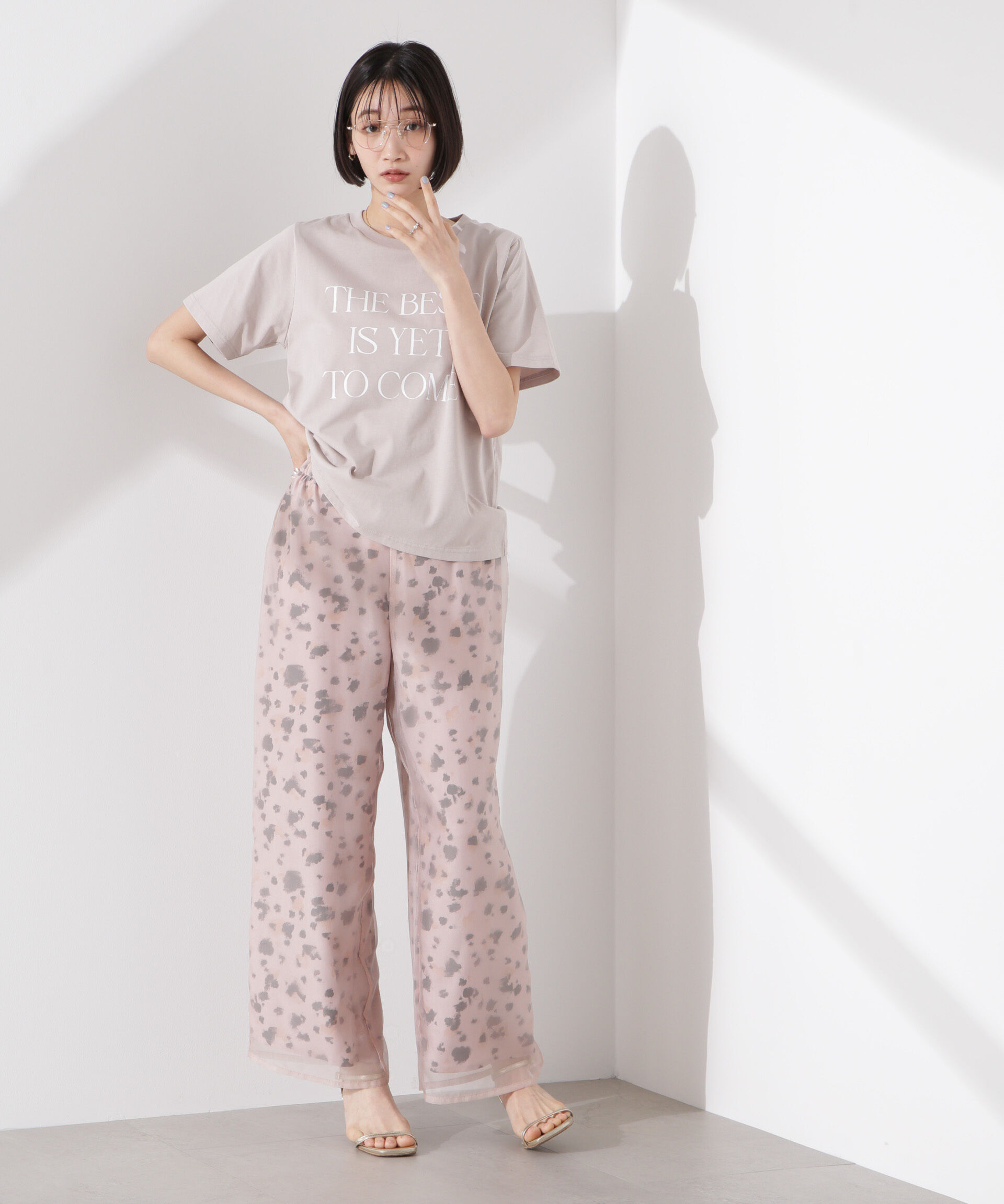 nano･universe「シアーオーガンジーコンビプリントパンツ」|チノ|