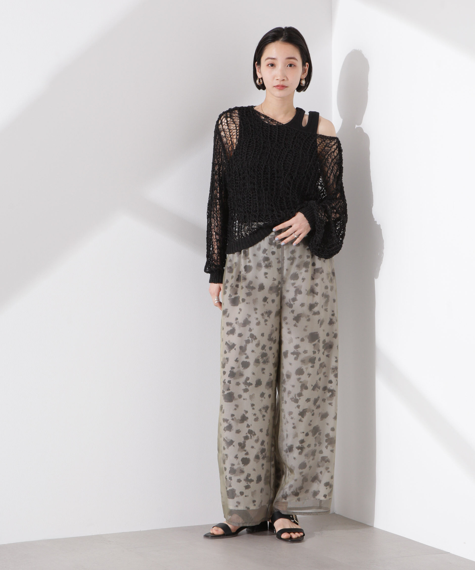 nano･universe「シアーオーガンジーコンビプリントパンツ」|チノ|