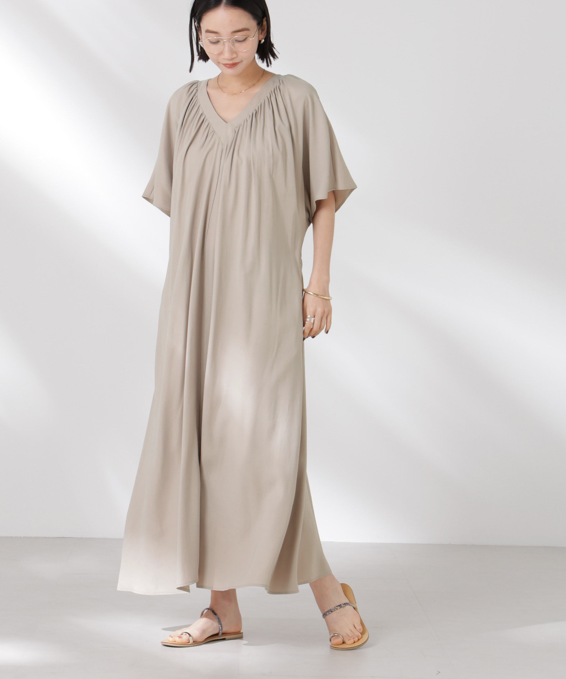 nano･universe「前後2wayボリュームギャザーワンピース」|ワンピース|