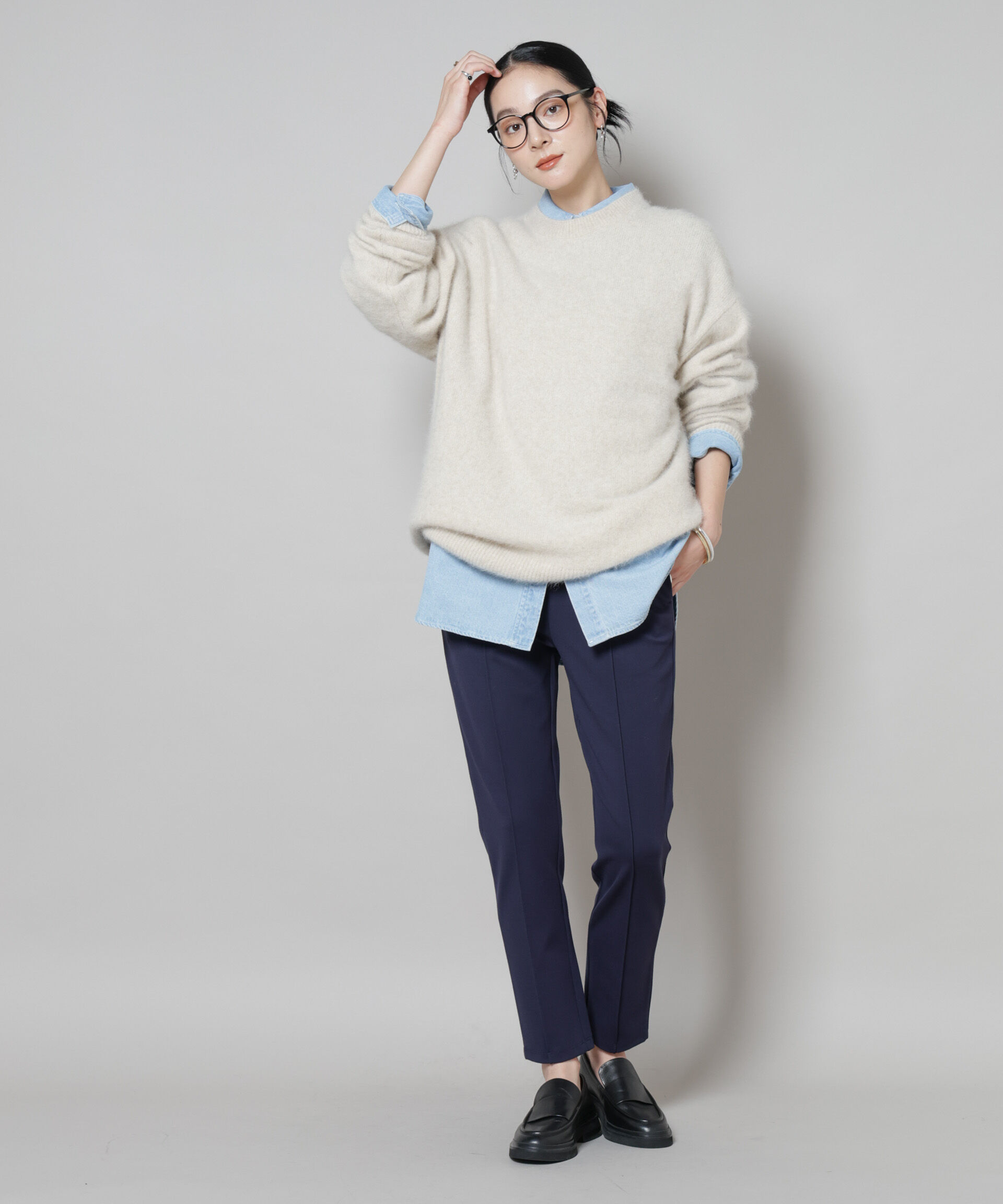 nano･universe「ピンタックポンチスリムパンツ」|チノ|