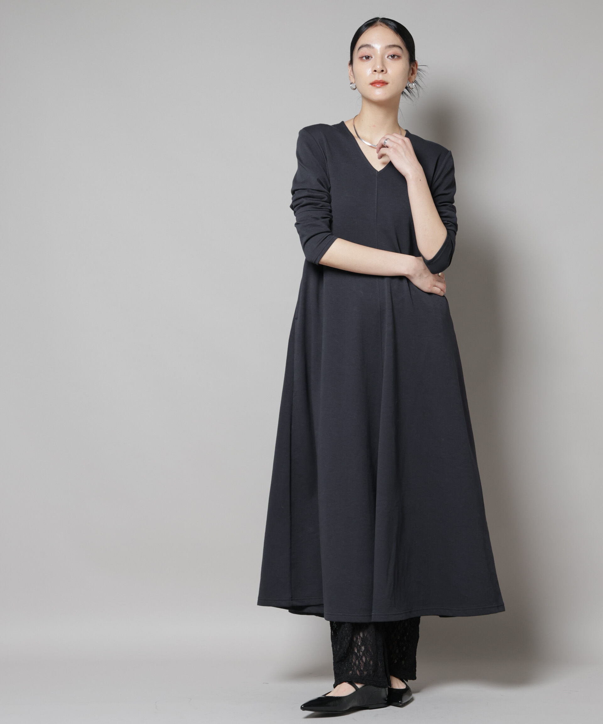 nano･universe「ライトコットンダンボールフレアワンピース」|ワンピース|