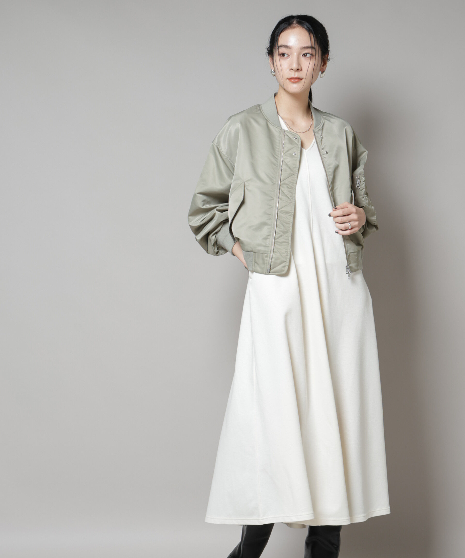 nano･universe「ライトコットンダンボールフレアワンピース」|ワンピース|