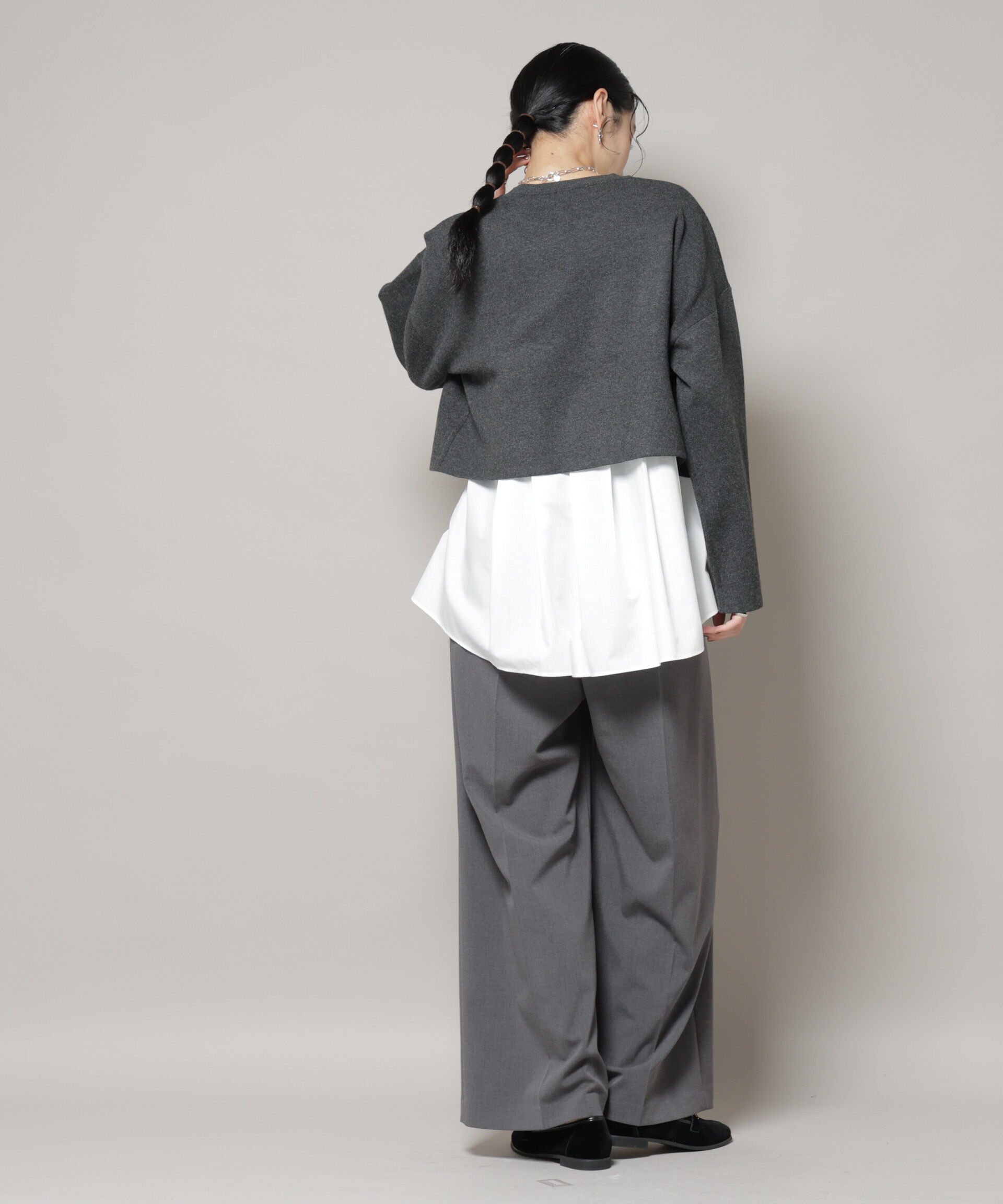 nano･universe「ダブルジャガードニット&times;タックブラウス ペプラムセット」|ニット・セーター|