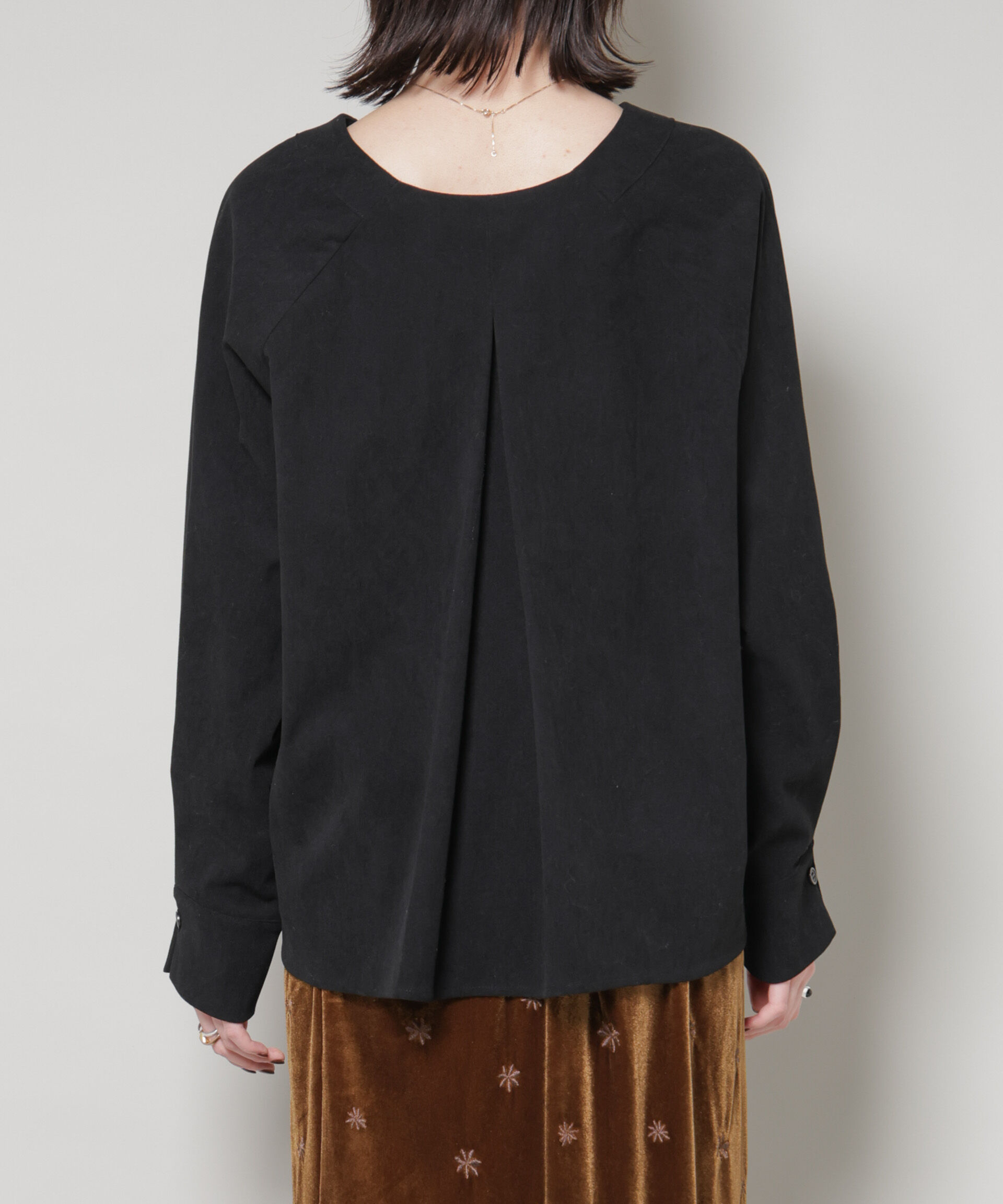 nano･universe「ストレッチ起毛スキッパープルオーバーブラウス(セットアップ可)」|シャツ・ブラウス|