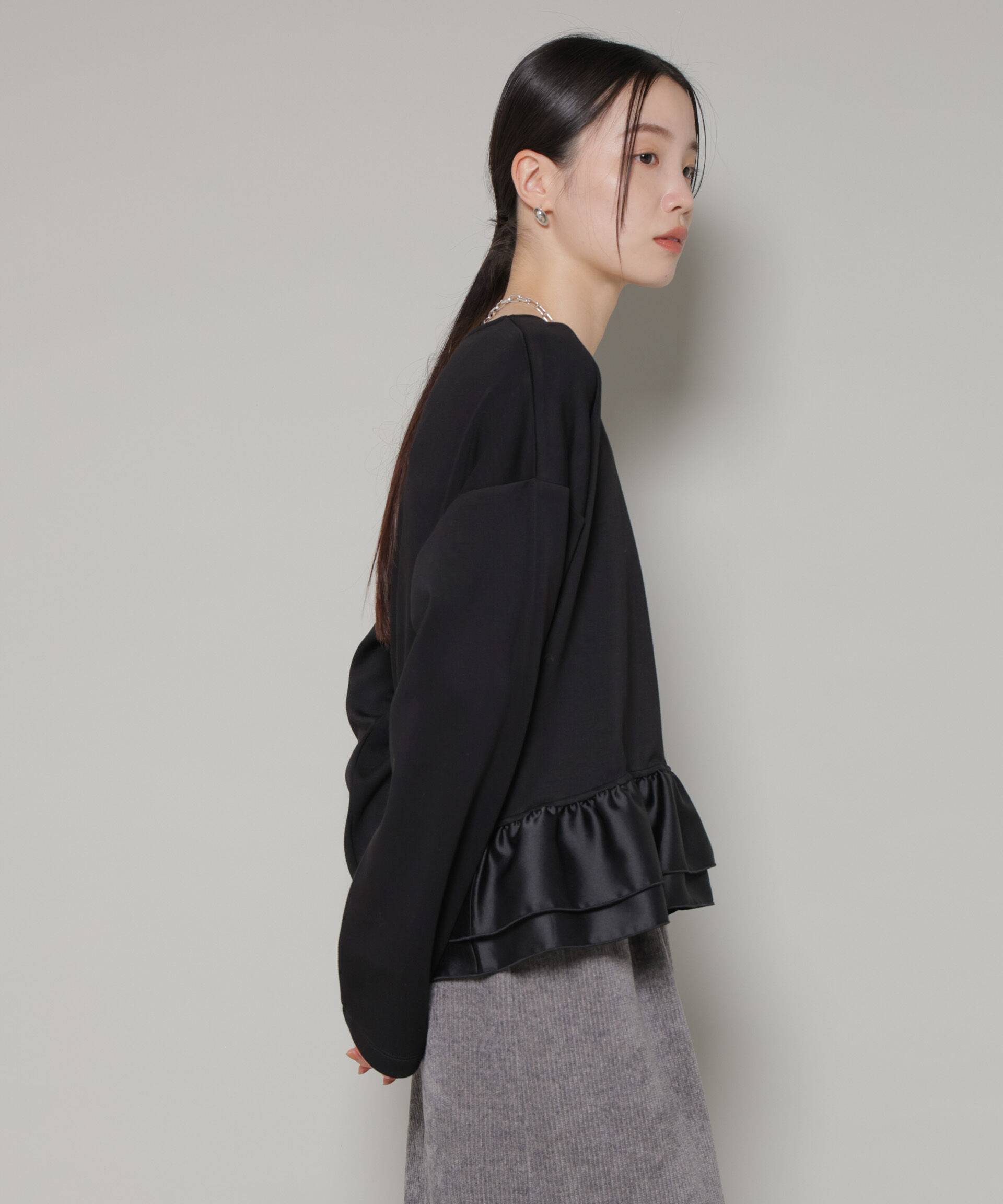 nano･universe「ダンボールカットサテンペプラムトップス」|Tシャツ・カットソー|