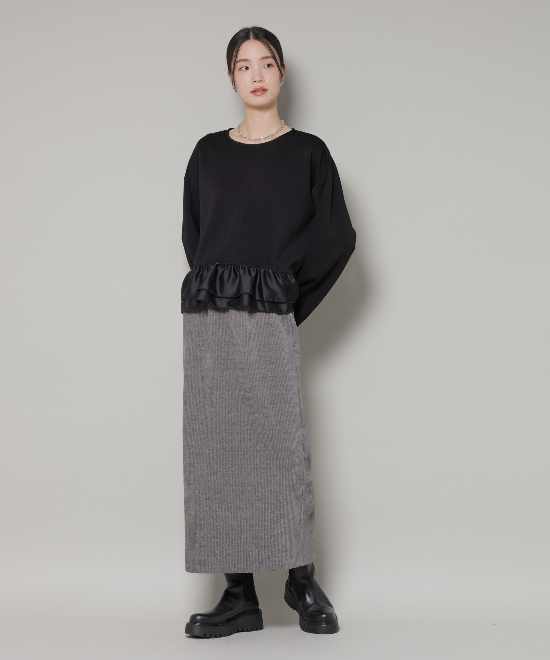 nano･universe「ダンボールカットサテンペプラムトップス」|Tシャツ・カットソー|