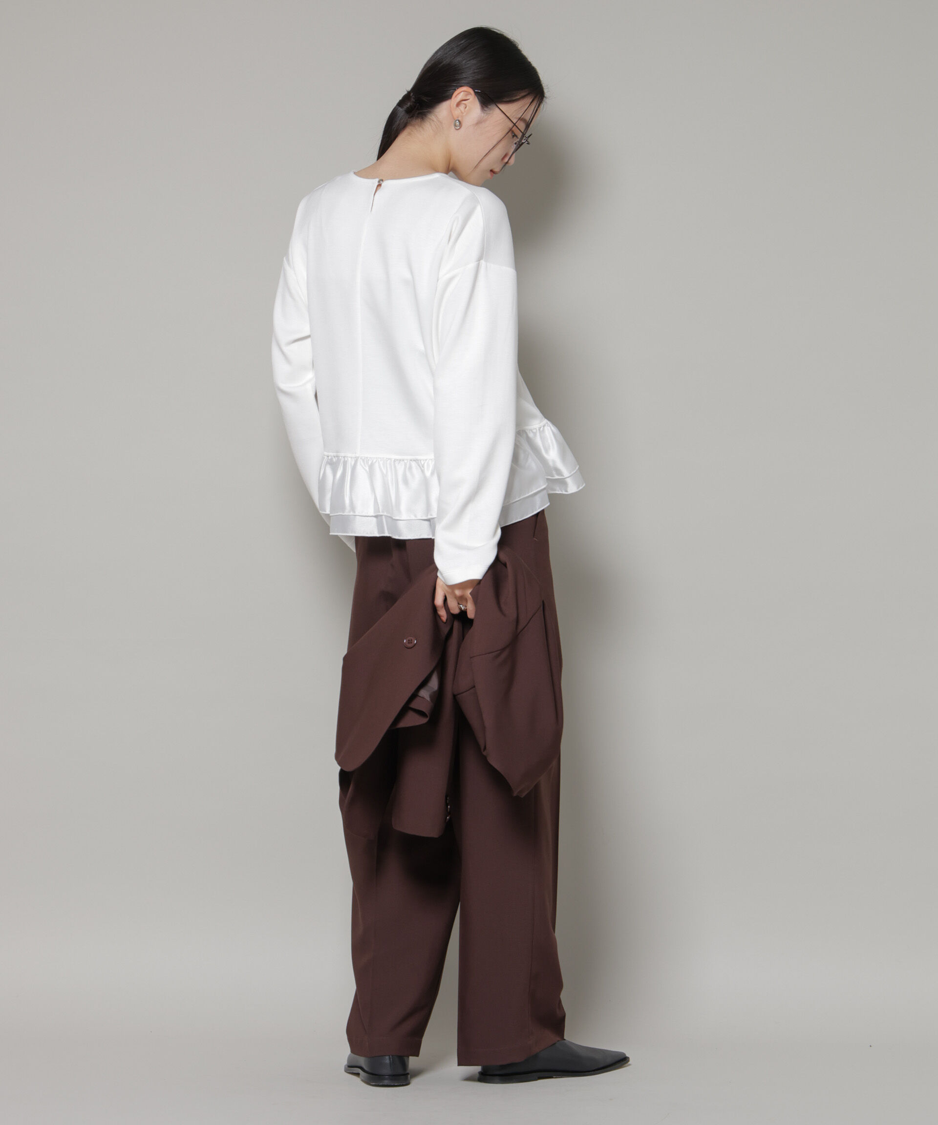 nano･universe「ダンボールカットサテンペプラムトップス」|Tシャツ・カットソー|