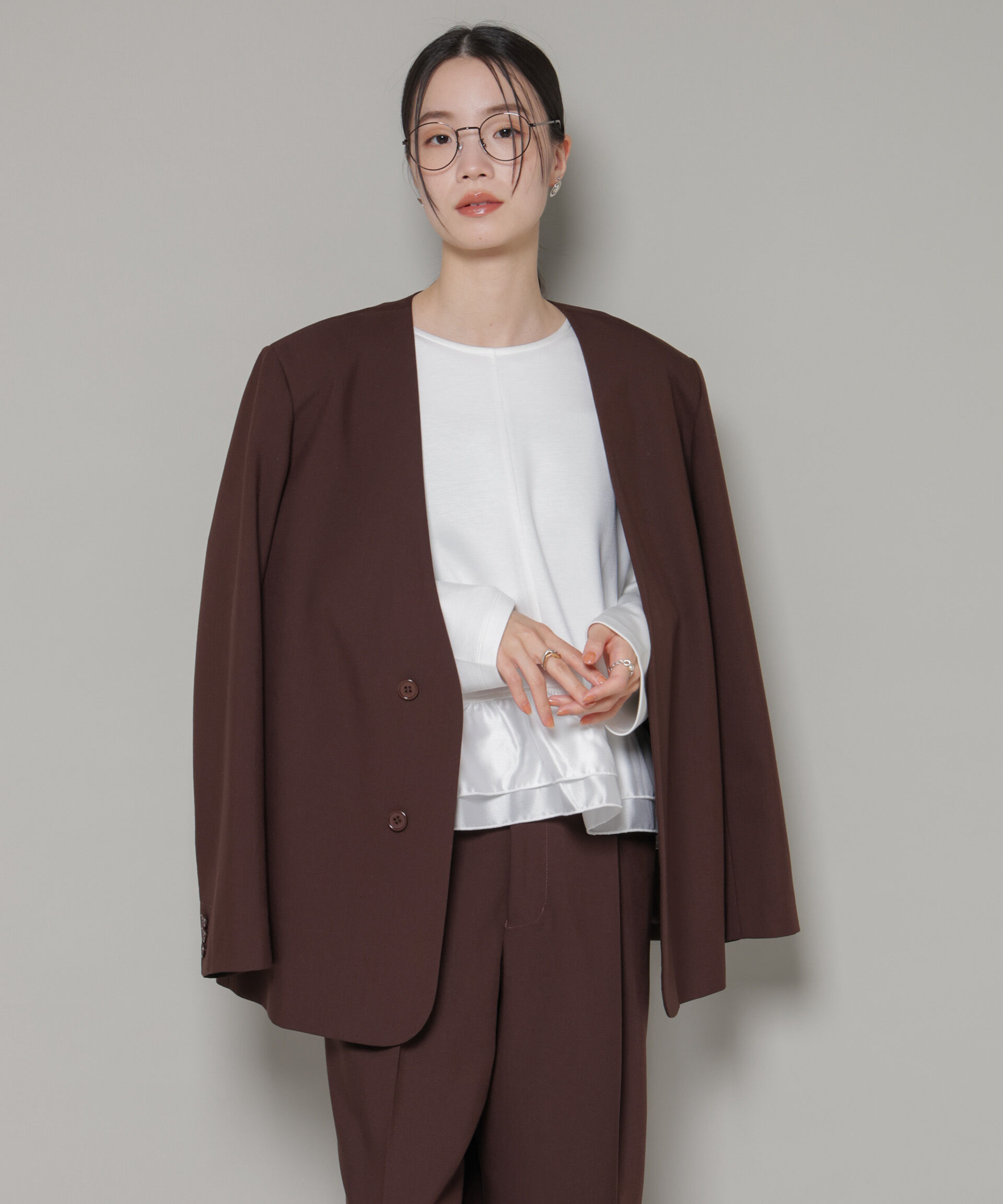 nano･universe「ダンボールカットサテンペプラムトップス」|Tシャツ・カットソー|