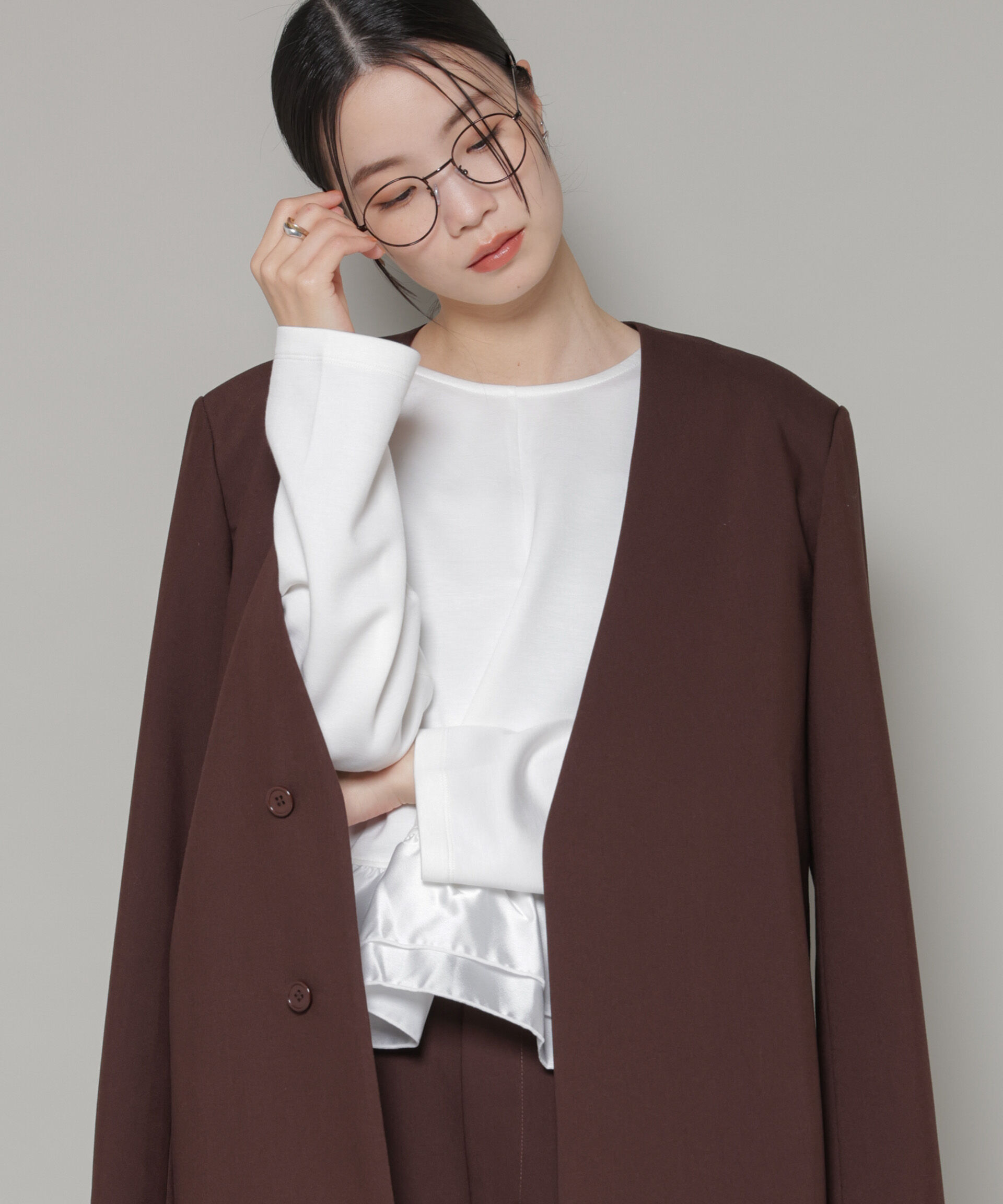 nano･universe「ダンボールカットサテンペプラムトップス」|Tシャツ・カットソー|