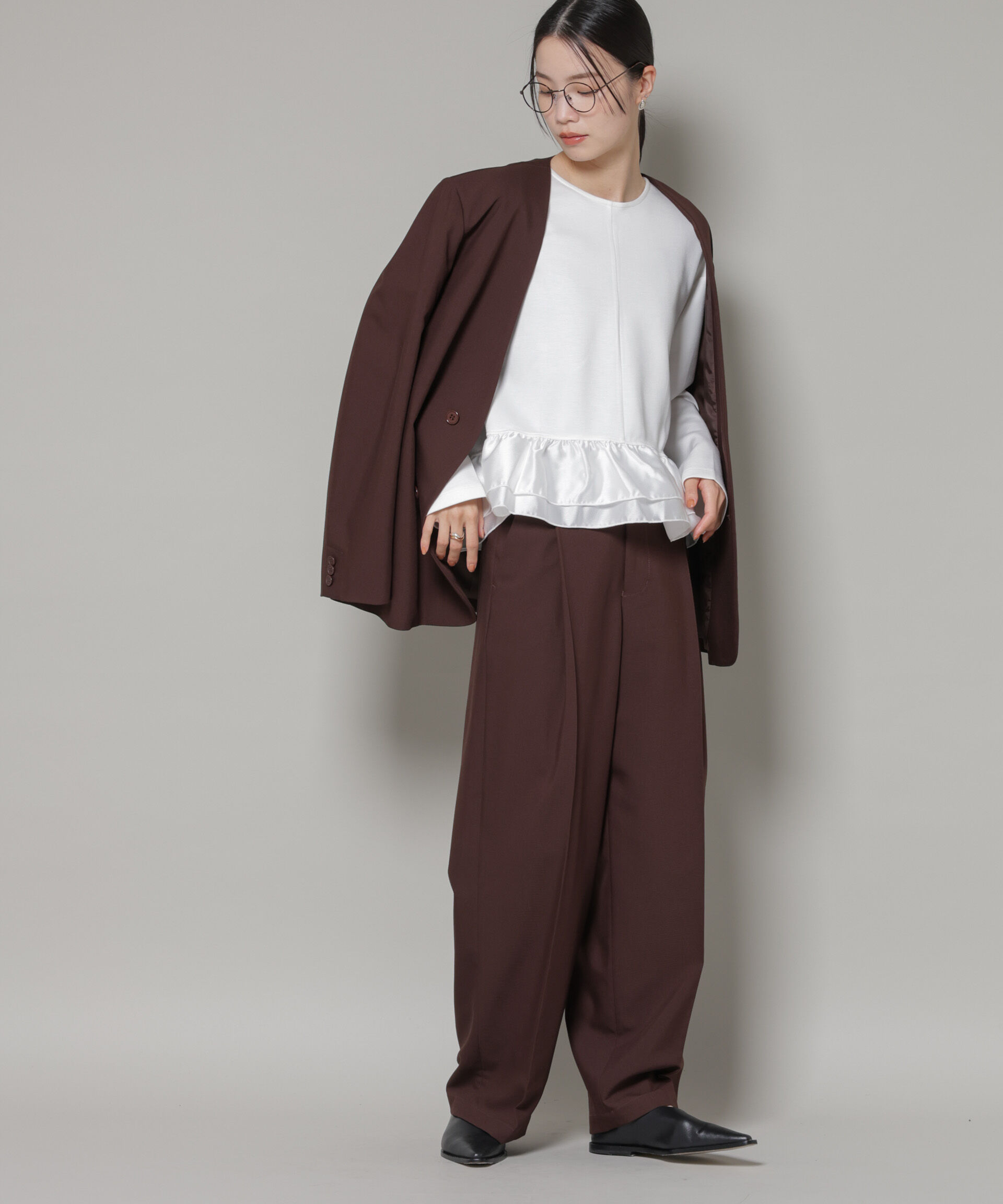 nano･universe「ダンボールカットサテンペプラムトップス」|Tシャツ・カットソー|