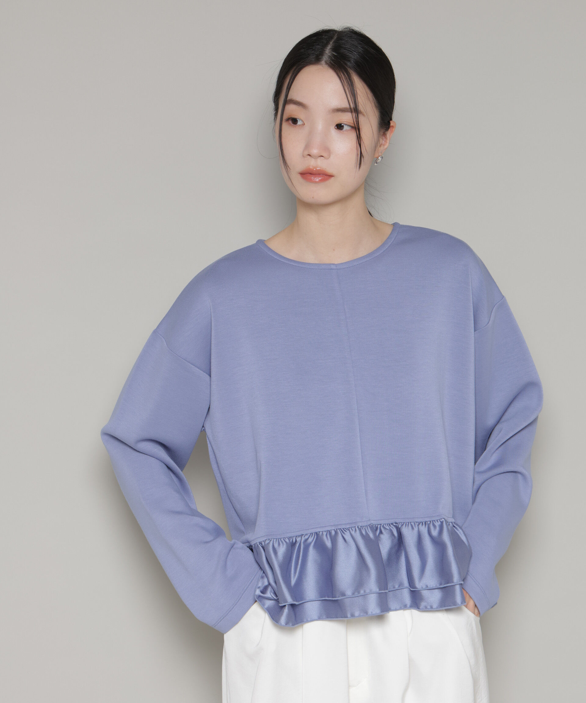 nano･universe「ダンボールカットサテンペプラムトップス」|Tシャツ・カットソー|