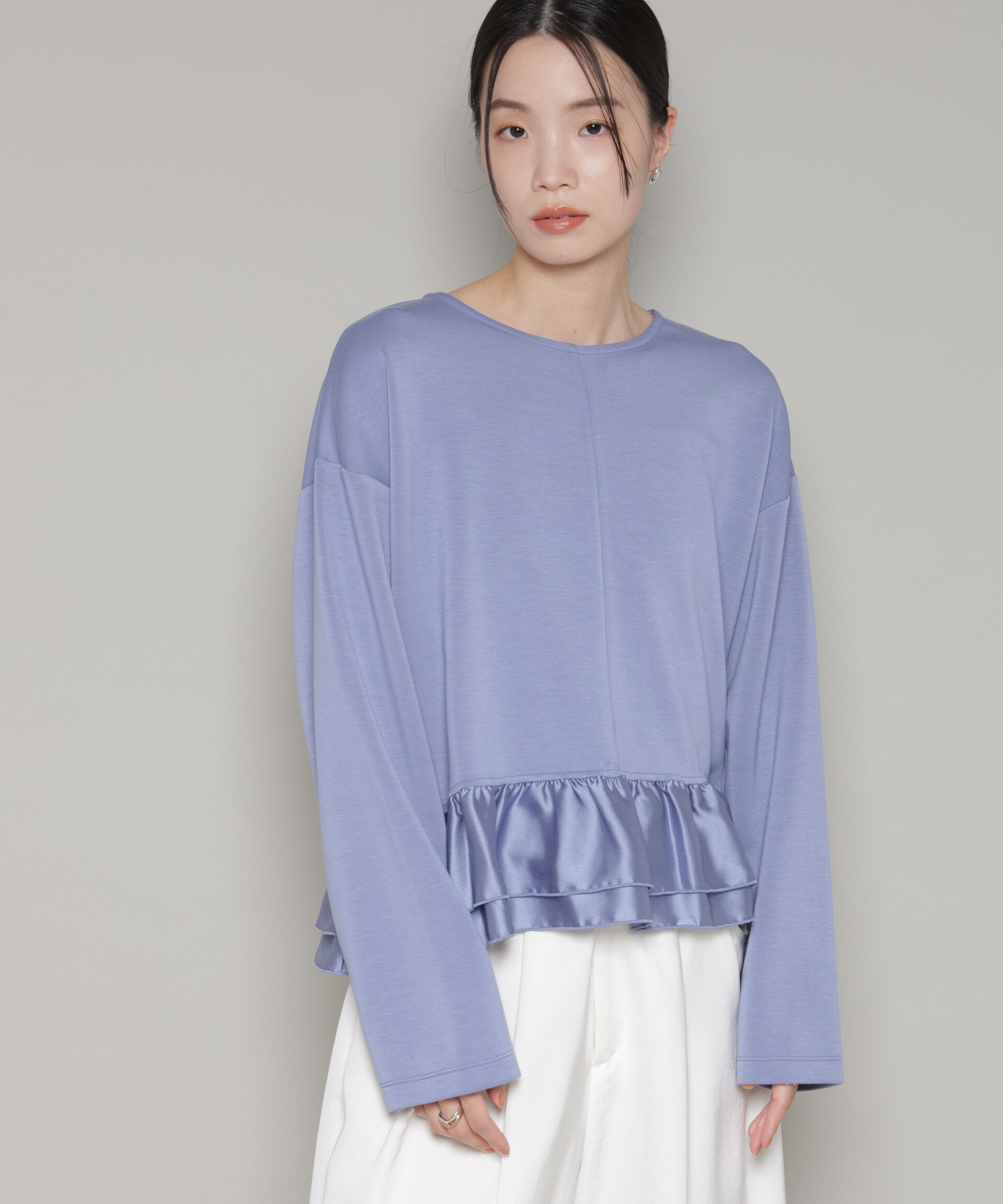 nano･universe「ダンボールカットサテンペプラムトップス」|Tシャツ・カットソー|