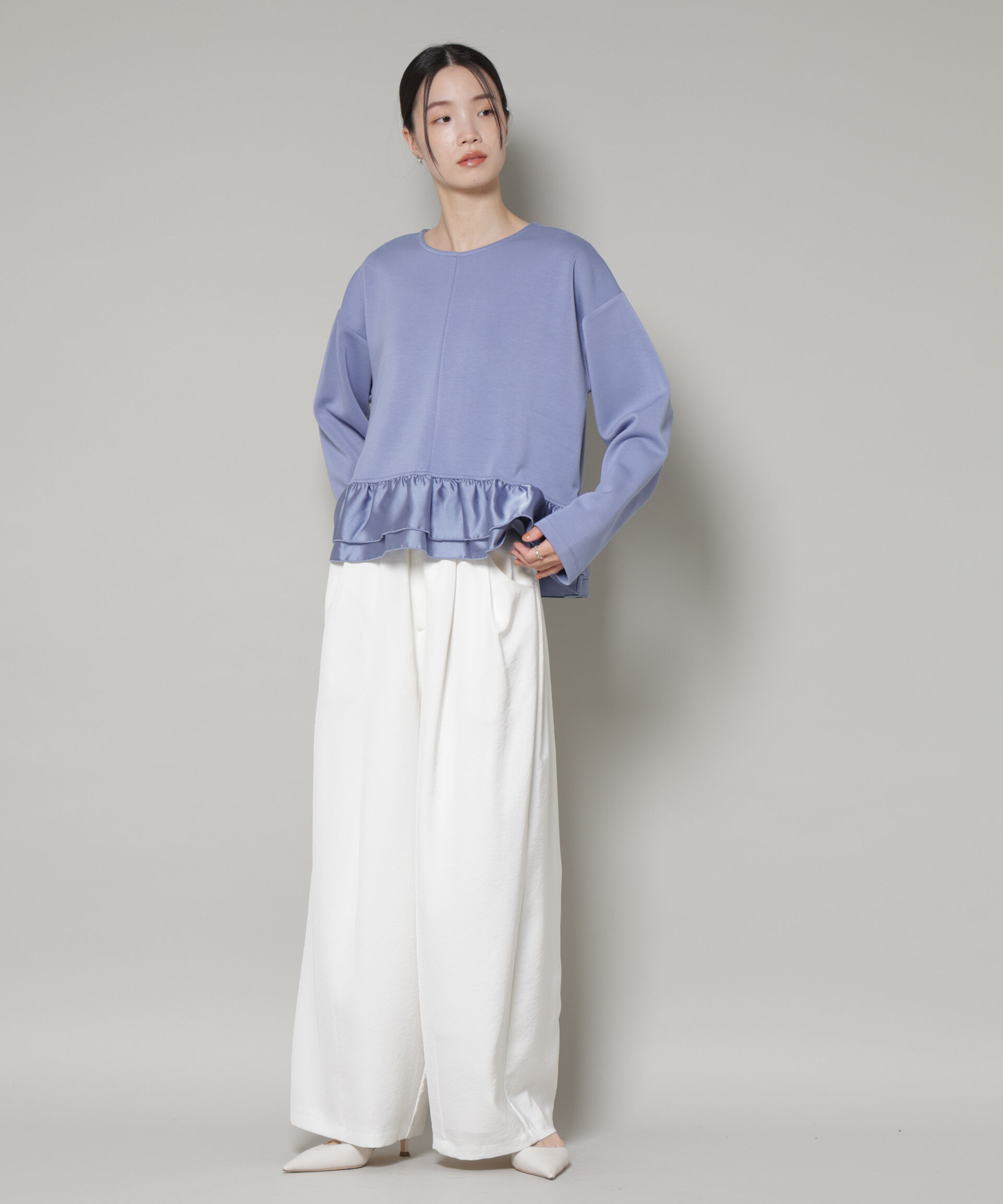 nano･universe「ダンボールカットサテンペプラムトップス」|Tシャツ・カットソー|