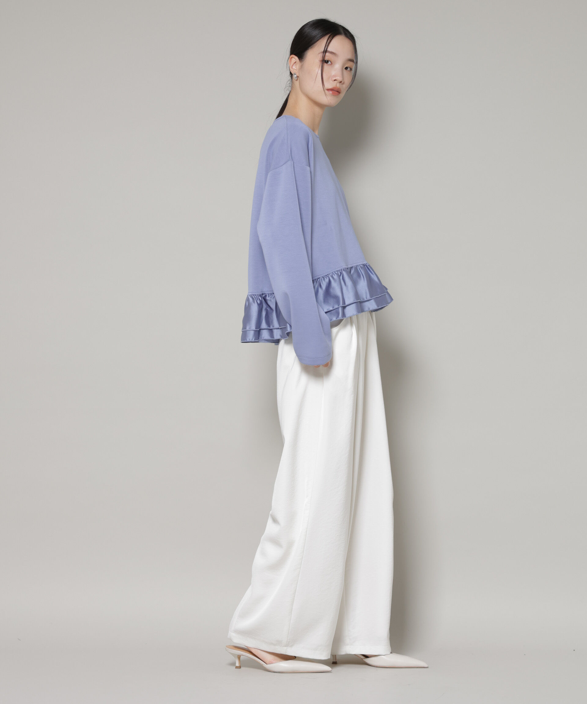 nano･universe「ダンボールカットサテンペプラムトップス」|Tシャツ・カットソー|