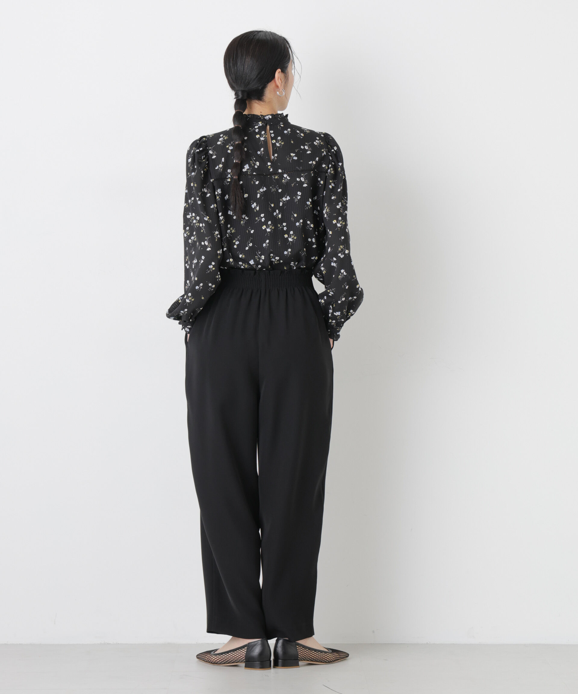 nano･universe「フラワープリントスタンドフリルブラウス(セットアップ可)」|シャツ・ブラウス|