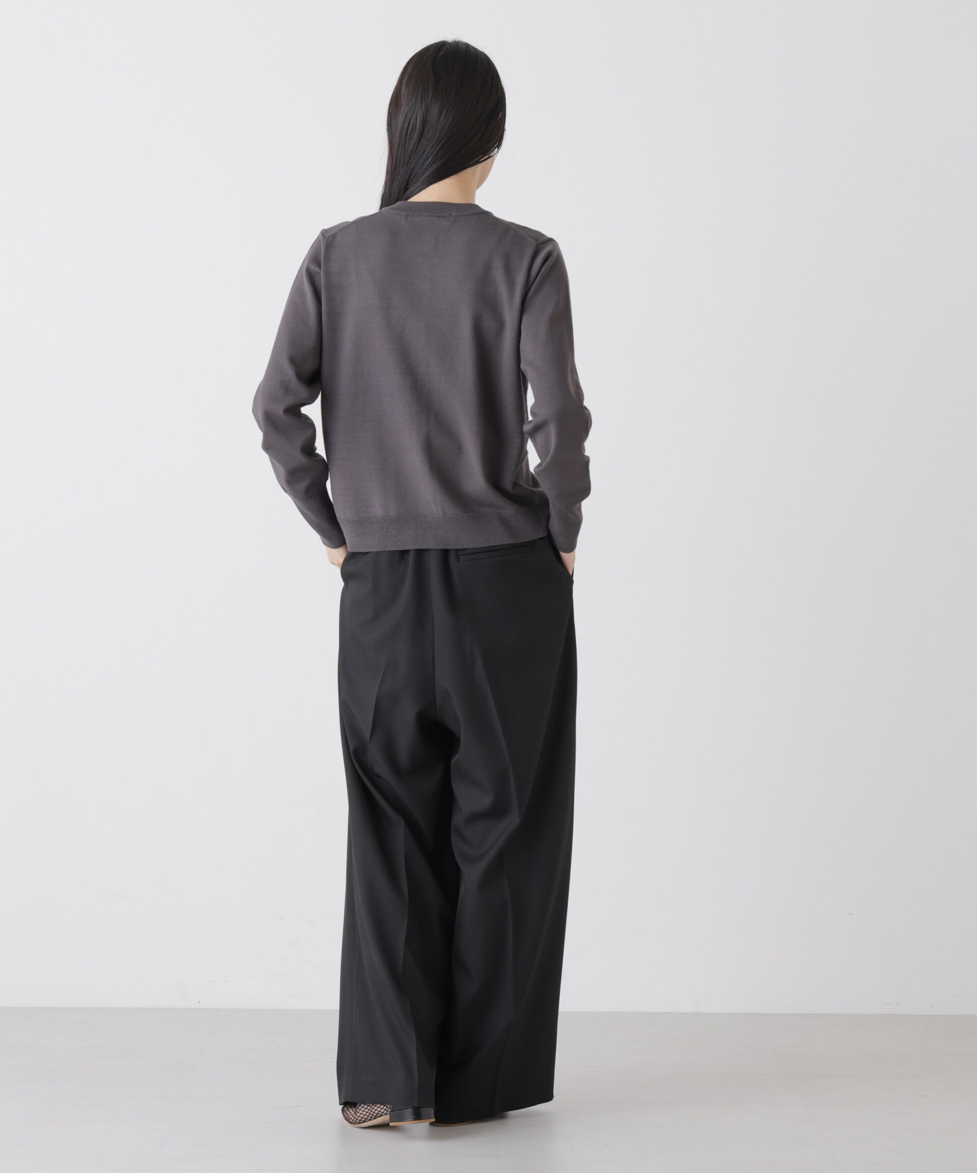 nano･universe「ハイウエストツータックワイドパンツ」|チノ|