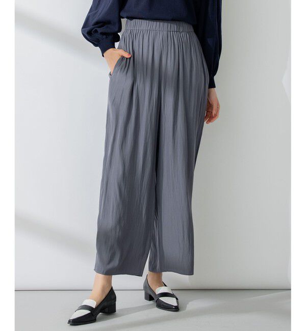組曲「【洗える】ギャザーライトデシン パンツ ロング丈」|その他|グレー系