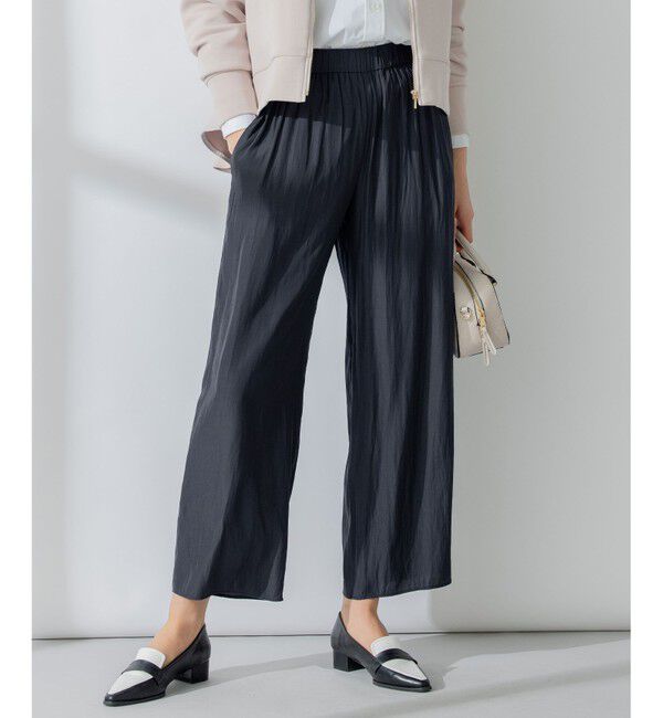 組曲「【洗える】ギャザーライトデシン パンツ ロング丈」|その他|ブラック系