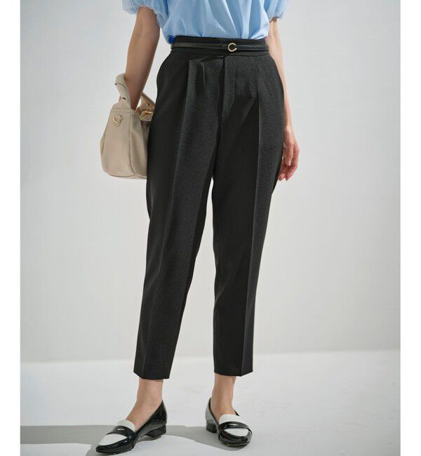 組曲「【美シルエット・ストレッチ・シワになりにくい】オシャクロス テーパードパンツ」|その他|ブラック系