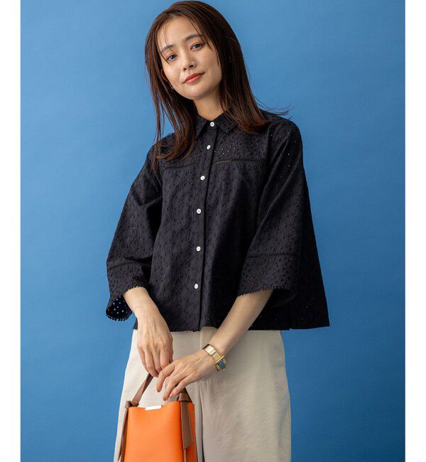 組曲「エンブロイダリーレース襟付 ブラウス」|シャツ・ブラウス|ブラック系