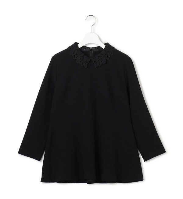 23区「【セットアップ対応/洗える】トリアセダブルジョーゼット 2WAYレース襟 ペプラムブラウス」|シャツ・ブラウス|