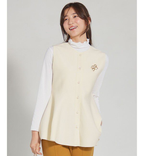 any SiS「【洗える】ペプラムニット ジレ」|ニット・セーター|アイボリー