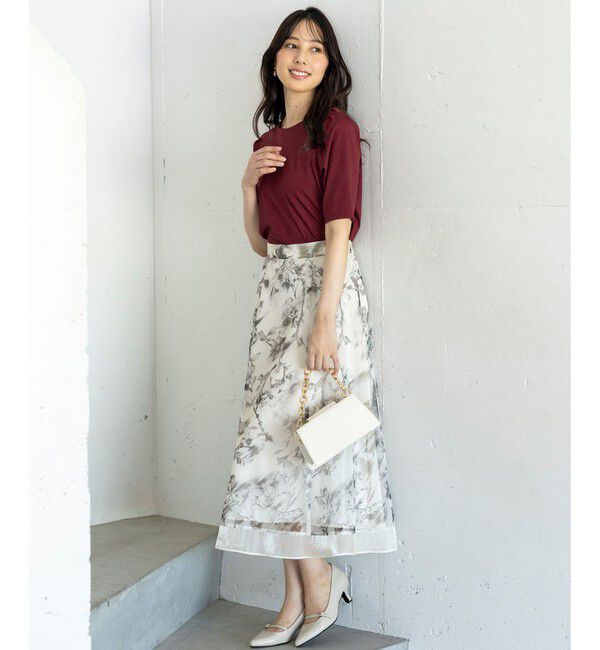 ANY SIS「【WEB・一部店舗限定】ハッチングフラワープリント スカート」|スカート|