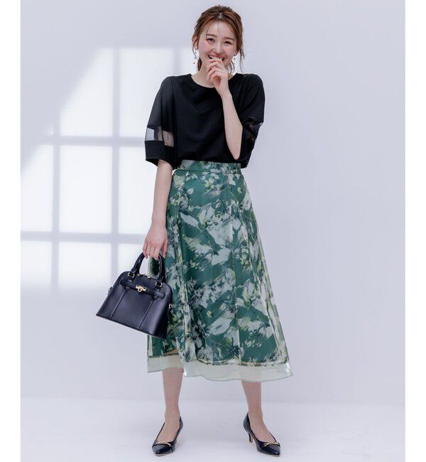 ANY SIS「【WEB・一部店舗限定】ハッチングフラワープリント スカート」|スカート|