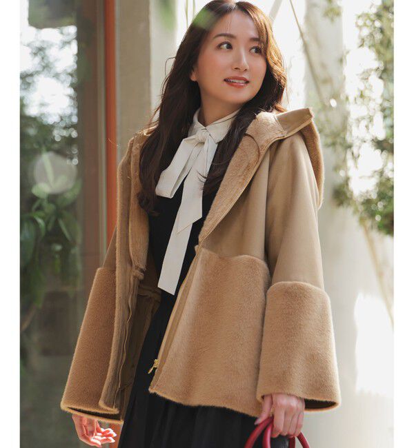 ANY SIS「Luxuryフェイクムートン コート」|その他|キャメル