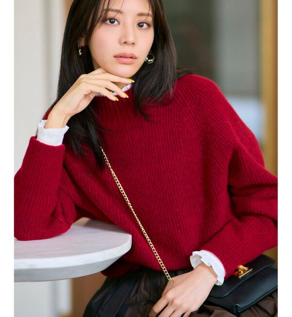 ANY SIS「ハイネックAir ニット」|ニット・セーター|レッド