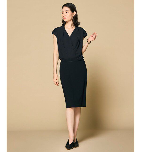 BEIGE,「【L-size】OLIVE / カシュクールフレンチスリーブブラウス」|シャツ・ブラウス|