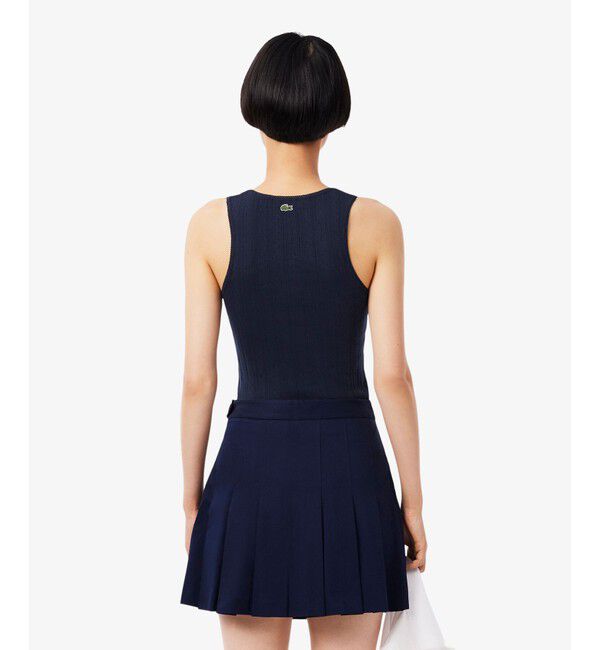 LACOSTE「レース調 ポワンテルニット リボンタンクトップ」|タンクトップ|