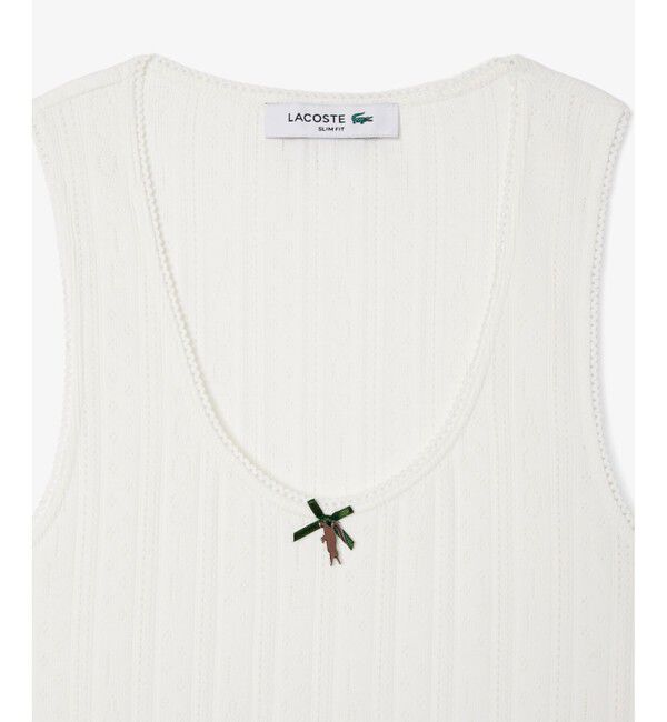LACOSTE「レース調 ポワンテルニット リボンタンクトップ」|タンクトップ|