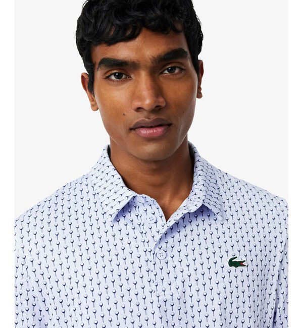 LACOSTE「総柄ゴルフプリント ウルトラドライストレッチポロシャツ」|ポロシャツ|