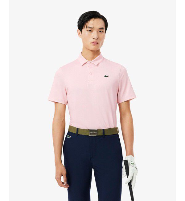 LACOSTE「総柄ゴルフプリント ウルトラドライストレッチポロシャツ」|ポロシャツ|ピンク