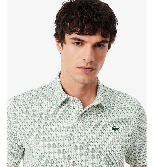 LACOSTE「総柄ゴルフプリント ウルトラドライストレッチポロシャツ」|ポロシャツ|