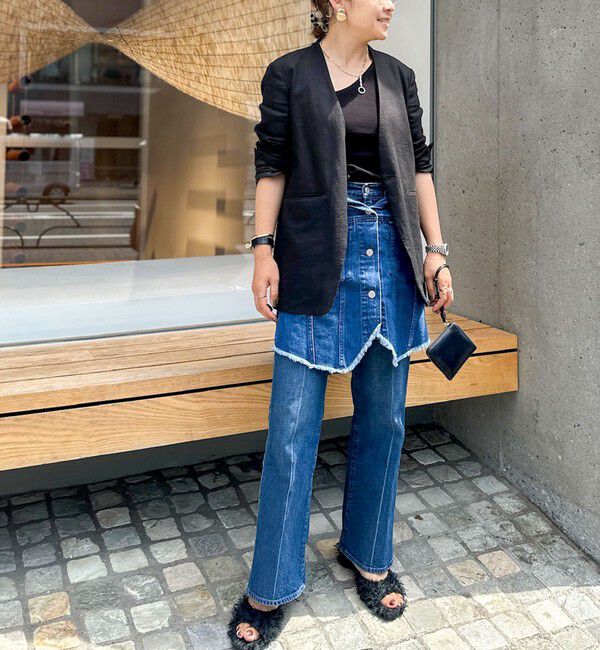 Rie Miller「【RM denim】Vネックデニムベスト」|ベスト・ジレ|