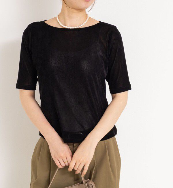 NOLLEY'S「フロッキーチュールボートネックプルオーバーカットソー」|Tシャツ・カットソー|