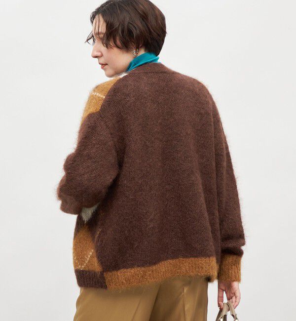 Laraaji「モヘアインターシャアーガイルVネックカーディガン」|カーディガン|