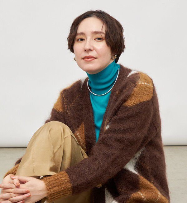 Laraaji「モヘアインターシャアーガイルVネックカーディガン」|カーディガン|