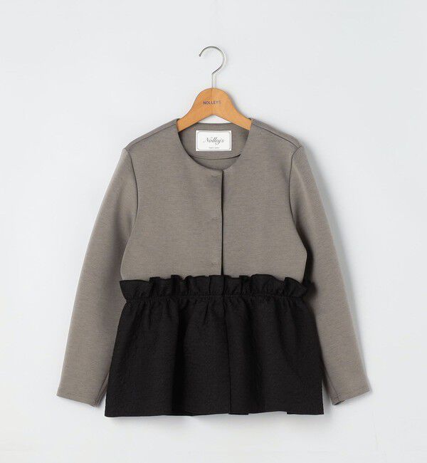 NOLLEY'S「《セットアップ対応》ウォッシャブルエアボールジャガードペプラムブルゾン」|ブルゾン・スタジャン|