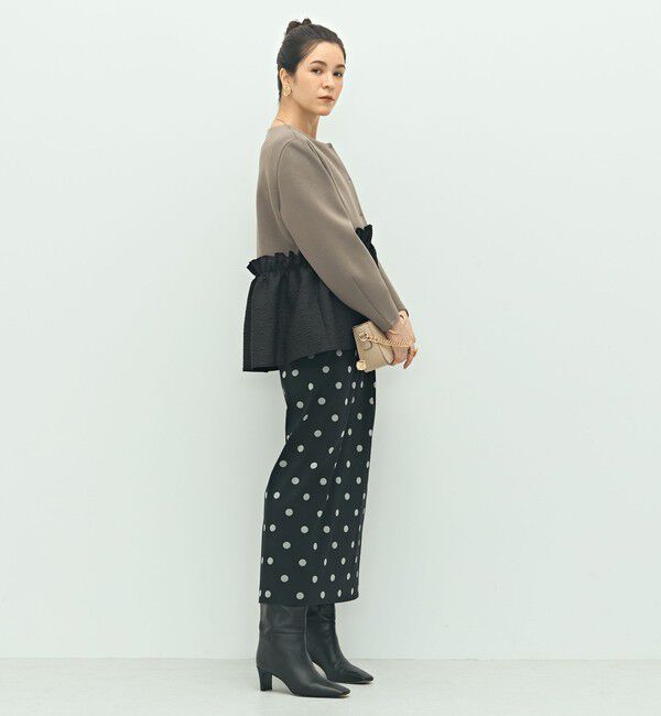 NOLLEY'S「《セットアップ対応》ウォッシャブルエアボールジャガードペプラムブルゾン」|ブルゾン・スタジャン|