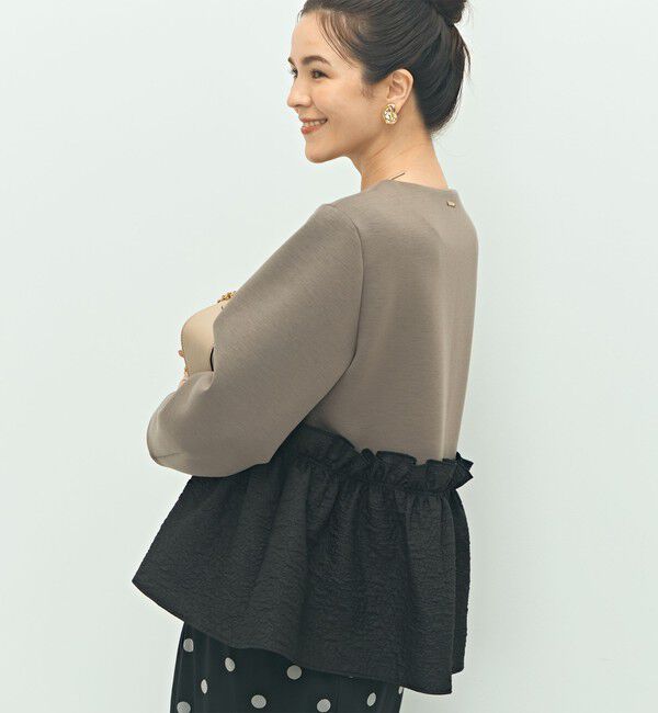 NOLLEY'S「《セットアップ対応》ウォッシャブルエアボールジャガードペプラムブルゾン」|ブルゾン・スタジャン|