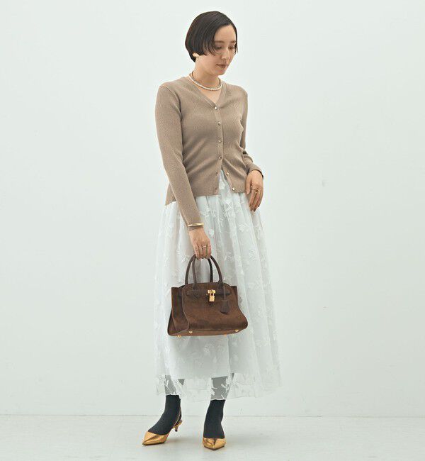 NOLLEY'S「《手洗い可能》リブ斜め柄Vネックカーディガン」|カーディガン|