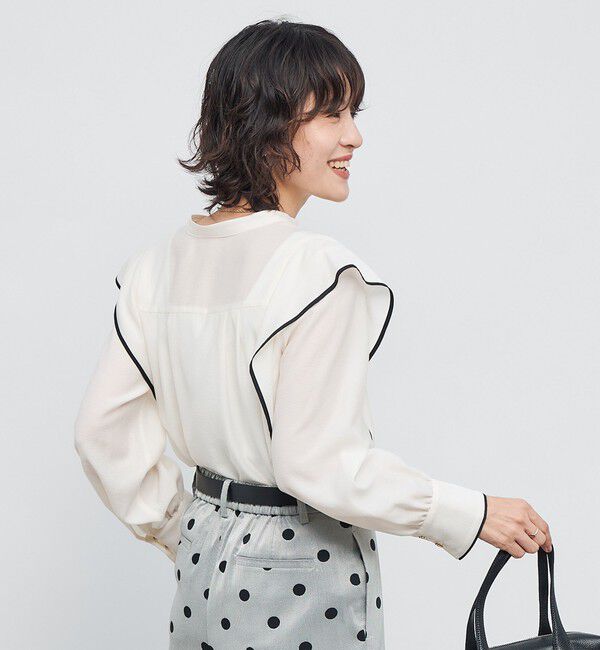NOLLEY'S「ウォッシャブル配色パイピングブラウス」|シャツ・ブラウス|